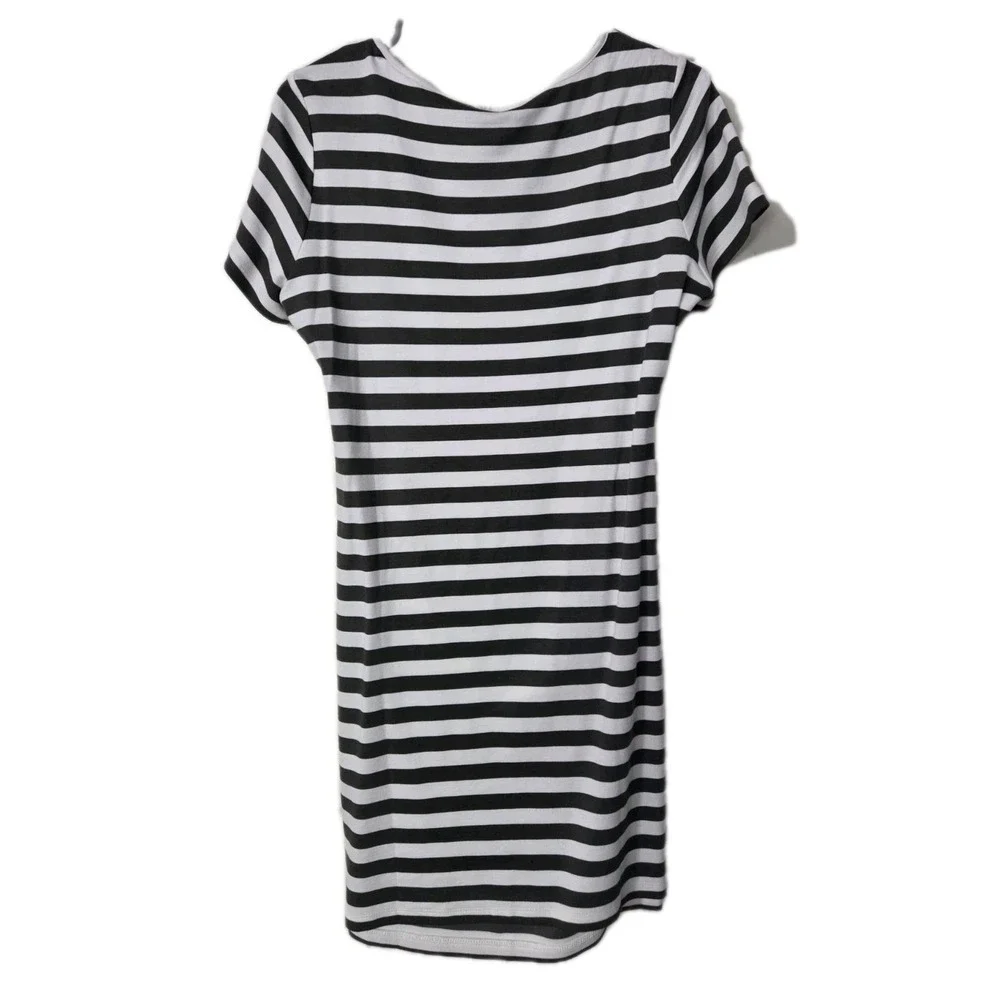 41 Hawthorn Brigitte Knit Dress Olive Green White Striped Size Petite Large - Picture 4 of 4